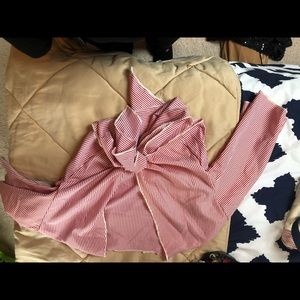 (Upside down) red and white striped top